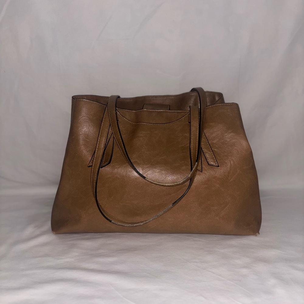 Spacious Brown Leather Tote Bag